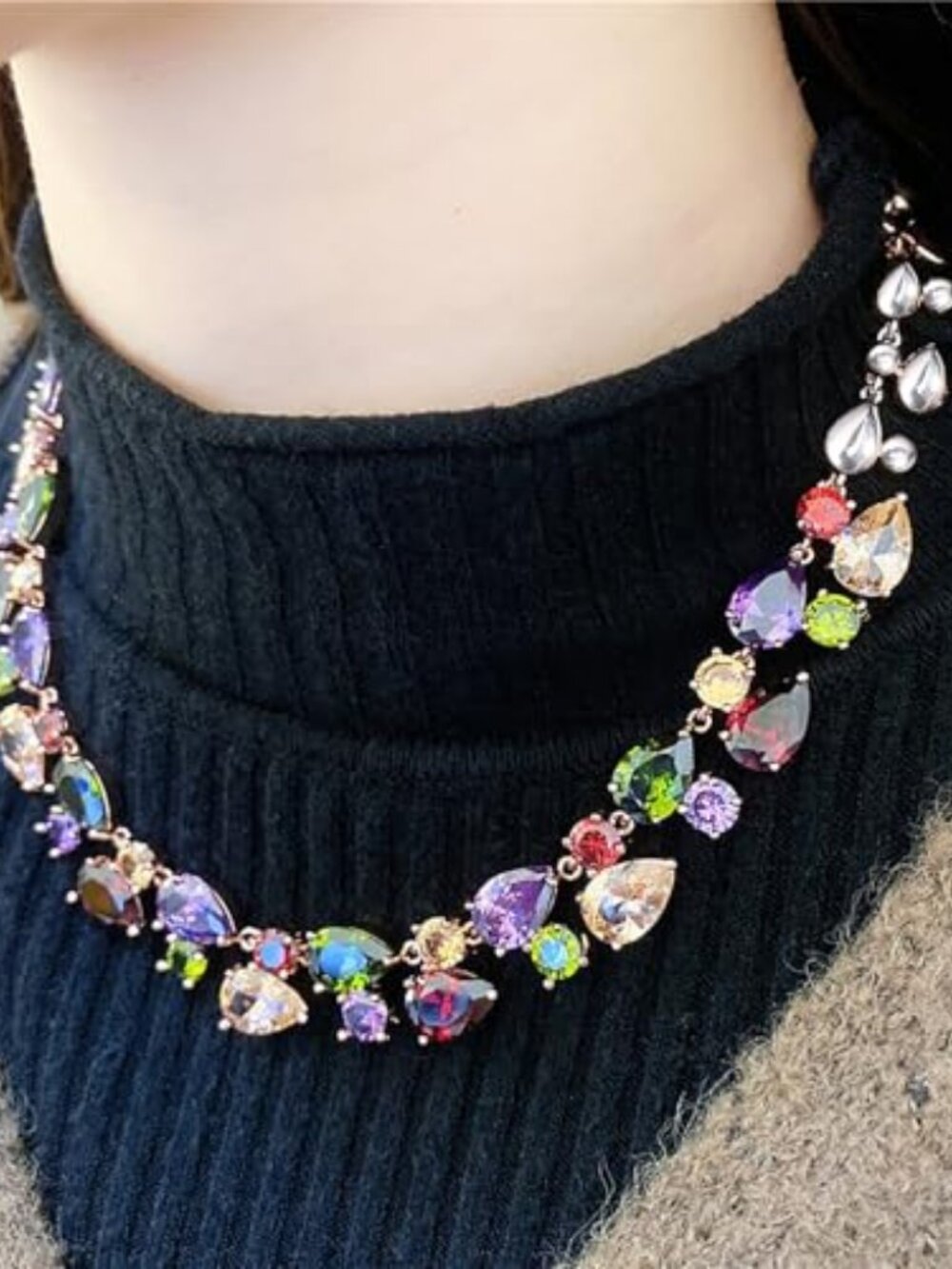 Necklaces for Women, Classic Multi Gemstones Silver Necklaces with Amethyst